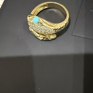 New 14k Gold plated Snake Ring with Turquoise Detail Size 9